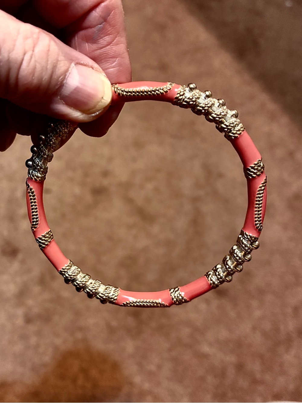 Gold-Tone Coral Beaded Bangle Bracelet - Women Jewelry